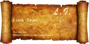 Lunk Iván névjegykártya